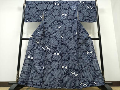 平和屋着物∴夏物 浴衣 有松鳴海絞り 雪輪重ね流水花文 綿 逸品 CABB6673ng