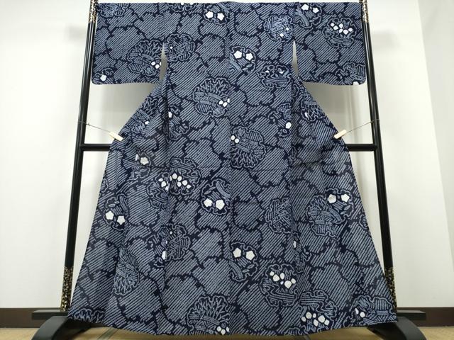平和屋着物∴夏物 浴衣 有松鳴海絞り 雪輪重ね流水花文 綿 逸品 CABB6673ng