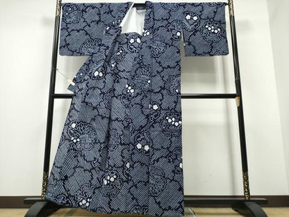 平和屋着物∴夏物 浴衣 有松鳴海絞り 雪輪重ね流水花文 綿 逸品 CABB6673ng