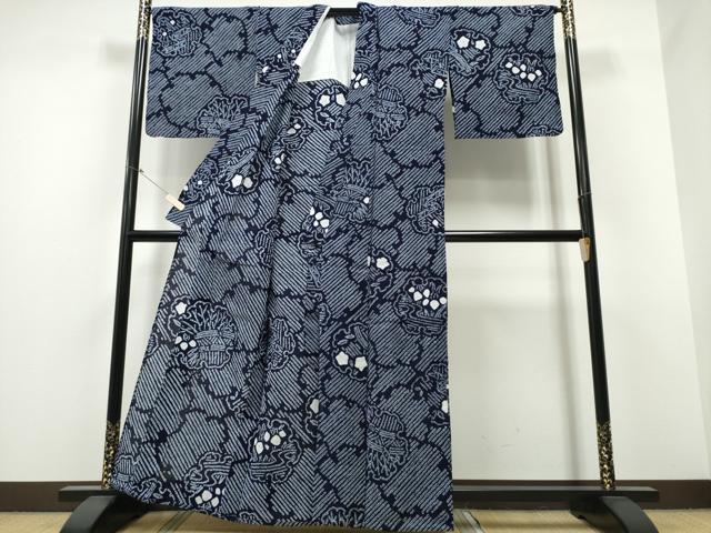 平和屋着物∴夏物 浴衣 有松鳴海絞り 雪輪重ね流水花文 綿 逸品 CABB6673ng