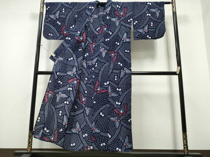 平和屋着物∴夏物 浴衣 有松鳴海絞り 舞蝶吉祥文 綿 逸品 CABB6680ng