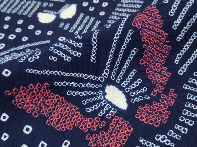平和屋着物∴夏物 浴衣 有松鳴海絞り 舞蝶吉祥文 綿 逸品 CABB6680ng