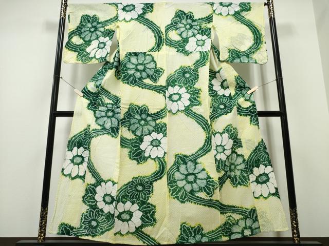 平和屋着物∴夏物 浴衣 有松鳴海絞り 流水舞菊文 綿 逸品 CABB6681ng
