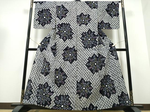 平和屋着物∴夏物 浴衣 有松鳴海絞り 舞菊文 綿 逸品 CABB6682ng
