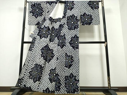 平和屋着物∴夏物 浴衣 有松鳴海絞り 舞菊文 綿 逸品 CABB6682ng