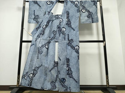 平和屋着物∴夏物 浴衣 有松鳴海絞り 枝花文 綿 逸品 CABB6683ng