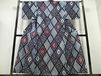平和屋着物∴夏物 浴衣 有松鳴海絞り 花菱文 綿 逸品 CABB6685ng