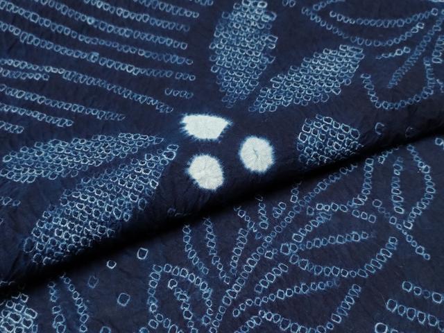 平和屋着物∴夏物 浴衣 有松鳴海絞り 蜻蛉 トンボ 枝葉文 綿 逸品 未使用 CABB6687ng