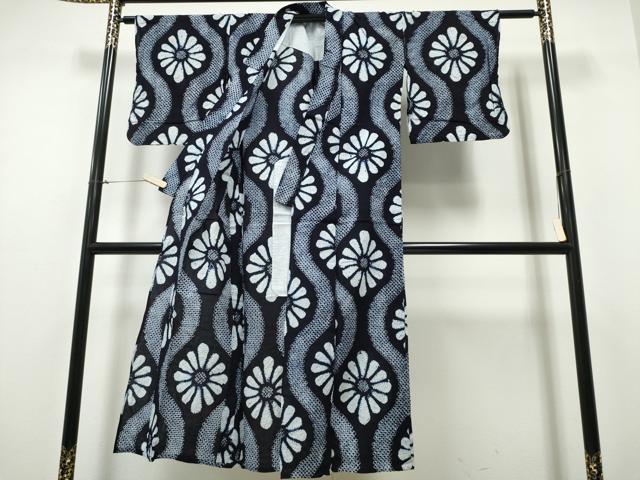 平和屋着物∴夏物 浴衣 有松鳴海絞り 立涌菊文 綿 逸品 CABB6689ng