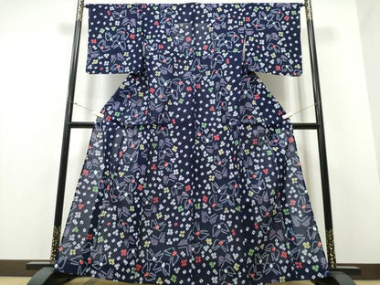 平和屋着物∴夏物 浴衣 有松鳴海絞り 舞蝶花文 綿 逸品 CABB6690ng