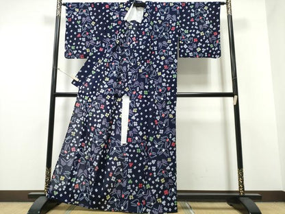 平和屋着物∴夏物 浴衣 有松鳴海絞り 舞蝶花文 綿 逸品 CABB6690ng