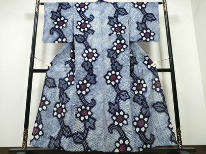 平和屋着物∴夏物 浴衣 有松鳴海絞り 菊唐草文 綿 逸品 未使用 CABB6691ng