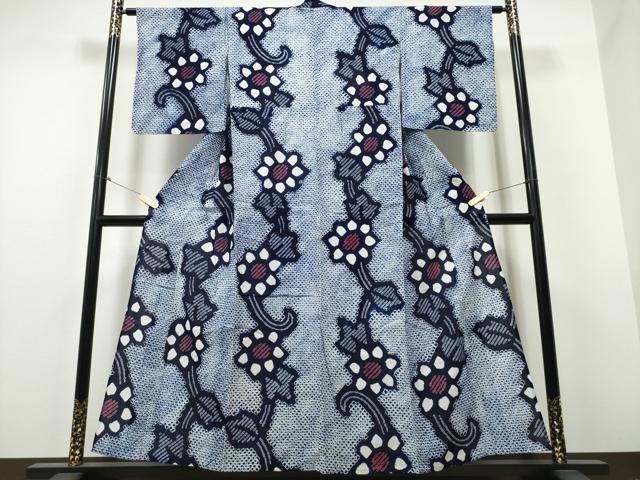平和屋着物∴夏物 浴衣 有松鳴海絞り 菊唐草文 綿 逸品 未使用 CABB6691ng