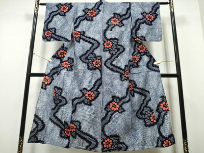 平和屋着物∴夏物 浴衣 有松鳴海絞り 流水花文 綿 逸品 CABB6693ng