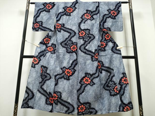 平和屋着物∴夏物 浴衣 有松鳴海絞り 流水花文 綿 逸品 CABB6693ng