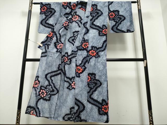 平和屋着物∴夏物 浴衣 有松鳴海絞り 流水花文 綿 逸品 CABB6693ng