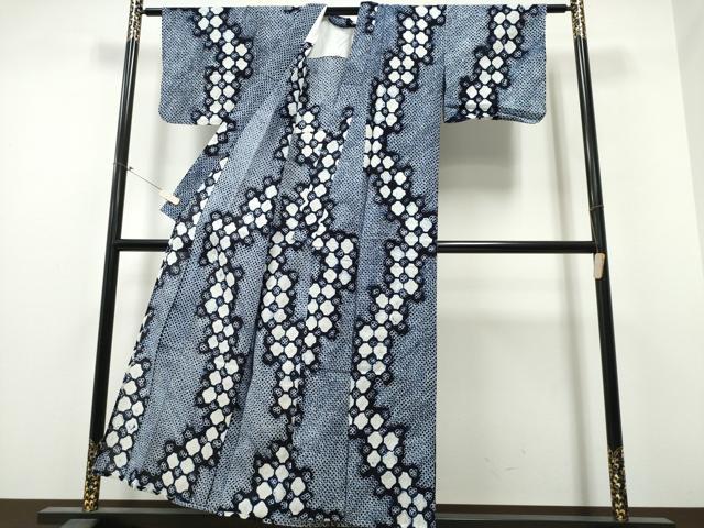 平和屋着物∴夏物 浴衣 有松鳴海絞り よろけ縞舞花文 綿 逸品 CABB6694ng