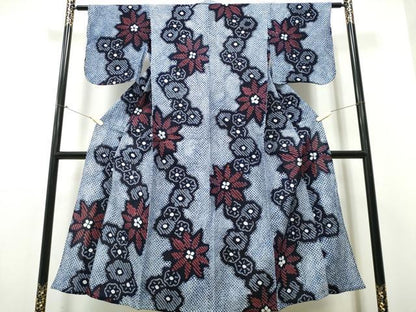 平和屋着物∴夏物 浴衣 有松鳴海絞り 舞花文 綿 逸品 CABB6695ng