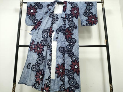 平和屋着物∴夏物 浴衣 有松鳴海絞り 舞花文 綿 逸品 CABB6695ng
