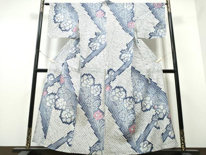 平和屋着物∴夏物 浴衣 有松鳴海絞り 枝牡丹 綿 逸品 CABB6696ng