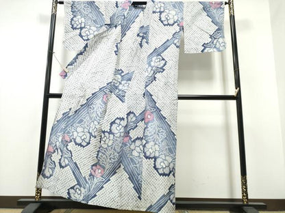 平和屋着物∴夏物 浴衣 有松鳴海絞り 枝牡丹 綿 逸品 CABB6696ng