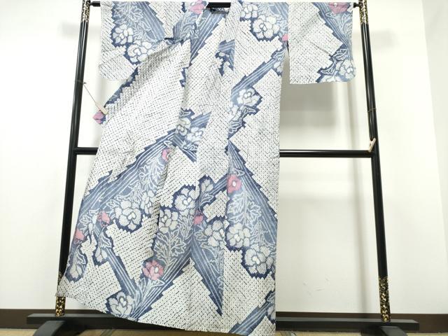 平和屋着物∴夏物 浴衣 有松鳴海絞り 枝牡丹 綿 逸品 CABB6696ng