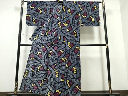 平和屋着物∴夏物　浴衣　有松鳴海絞り　枝花文　綿　逸品　CABB6698ng