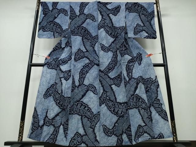 平和屋着物∴夏物 浴衣 有松鳴海絞り 舞葉文 綿 逸品 未使用 CABB6699ng
