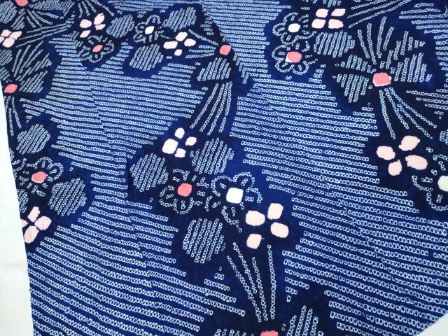 平和屋着物∴夏物 浴衣 有松鳴海絞り 花束文 綿 逸品 CABB6701ng