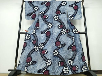 平和屋着物∴夏物 浴衣 有松鳴海絞り 舞花文 綿 逸品 CABB6702ng