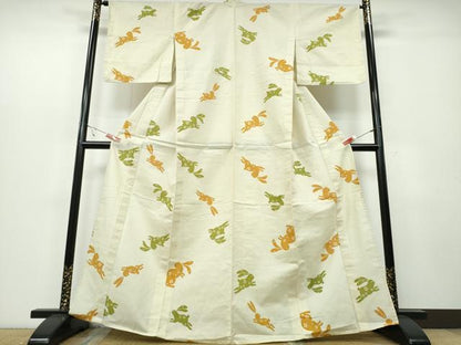 平和屋着物∴夏物 浴衣 花兎 綿 逸品 CABB6705ng