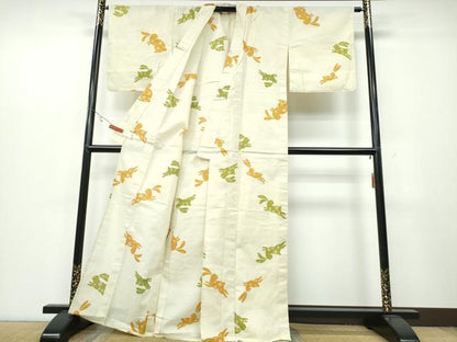平和屋着物∴夏物 浴衣 花兎 綿 逸品 CABB6705ng