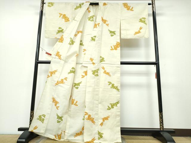 平和屋着物∴夏物 浴衣 花兎 綿 逸品 CABB6705ng