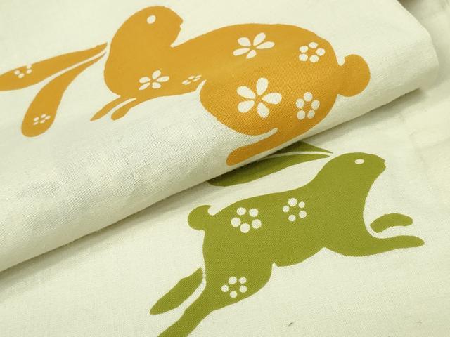 平和屋着物∴夏物 浴衣 花兎 綿 逸品 CABB6705ng