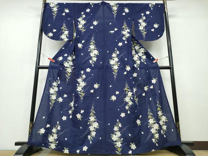 平和屋着物∴夏物　浴衣　綿紅梅　桔梗　綿　逸品　CABB6706ng