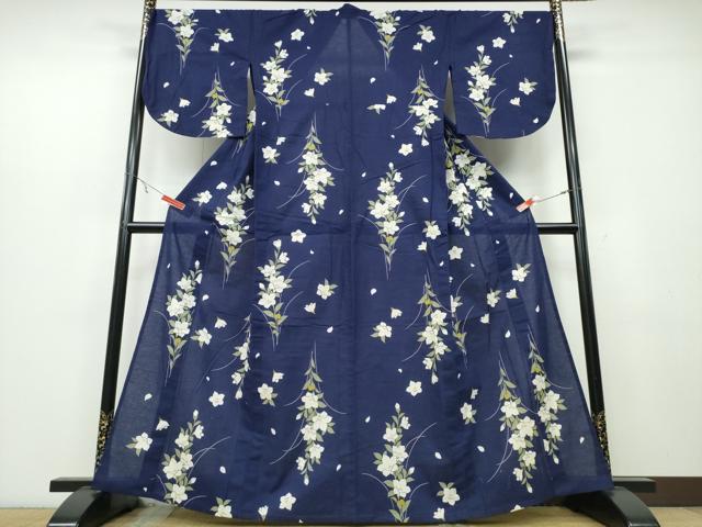 平和屋着物∴夏物　浴衣　綿紅梅　桔梗　綿　逸品　CABB6706ng