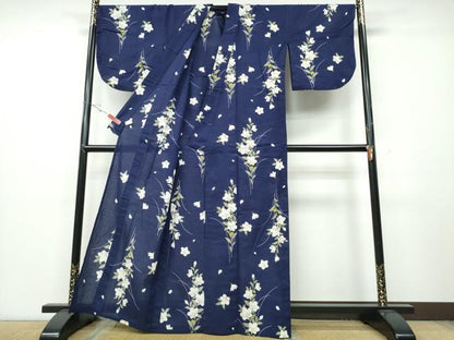 平和屋着物∴夏物　浴衣　綿紅梅　桔梗　綿　逸品　CABB6706ng
