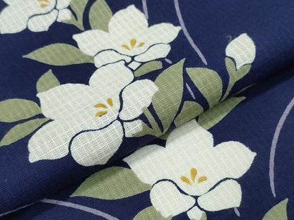 平和屋着物∴夏物　浴衣　綿紅梅　桔梗　綿　逸品　CABB6706ng
