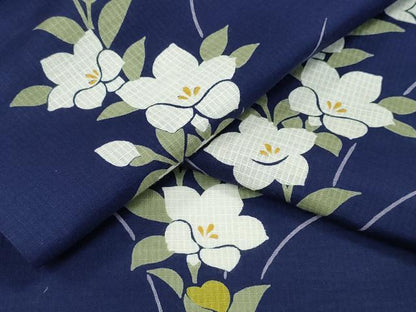 平和屋着物∴夏物　浴衣　綿紅梅　桔梗　綿　逸品　CABB6706ng