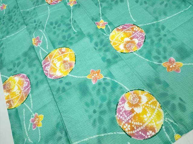 平和屋着物∴夏物 浴衣 綿紅梅 毬花文 綿 逸品 CABB6707ng