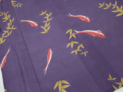 平和屋着物∴夏物 こむさでもーど・COMME CA DU MODE 浴衣 紅梅 魚 笹文 綿麻 逸品 CABB6708ng