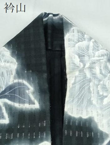 平和屋着物∴夏物 浴衣 牡丹 黒地 綿麻 逸品 CABB6709ng