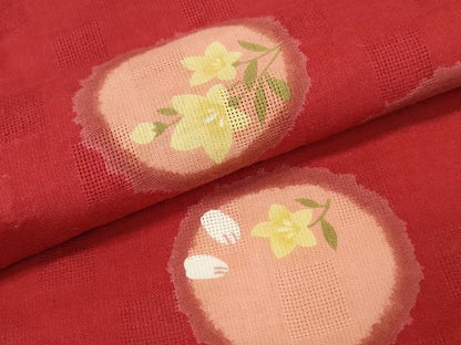 平和屋着物∴夏物 夢工房 浴衣 兎 花丸文 綿 逸品 CABB6711ng