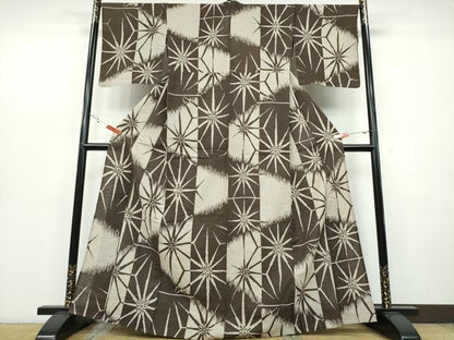 平和屋着物∴夏物 浴衣 麻の葉吉祥文 綿 逸品 CABB6712ng