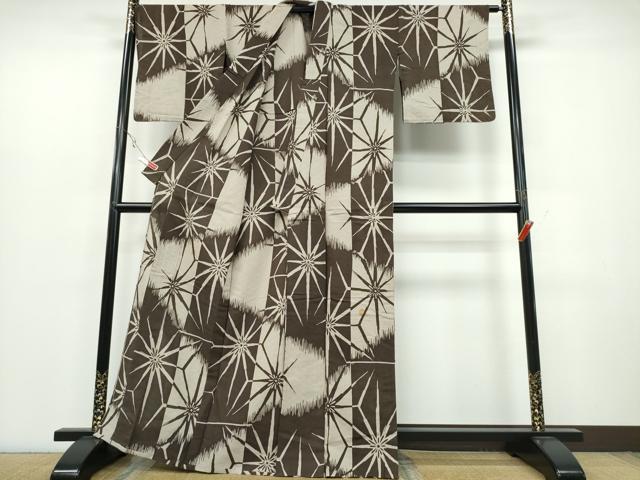 平和屋着物∴夏物 浴衣 麻の葉吉祥文 綿 逸品 CABB6712ng