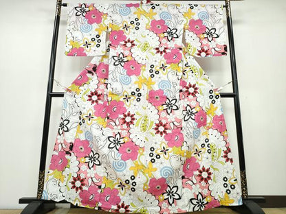 平和屋着物∴夏物 浴衣 花唐草文 綿 逸品 CABB6713ng