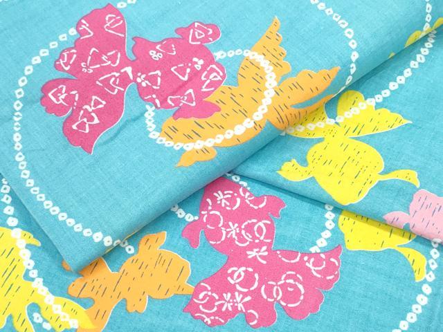 平和屋着物∴夏物 浴衣 金魚 流水文 綿 逸品 CABB6714ng