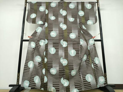 平和屋着物∴夏物 浴衣 横段兎丸文 綿 逸品 CABB6715ng