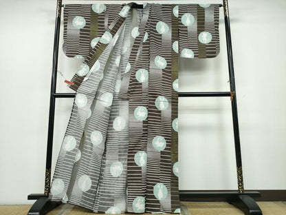平和屋着物∴夏物 浴衣 横段兎丸文 綿 逸品 CABB6715ng