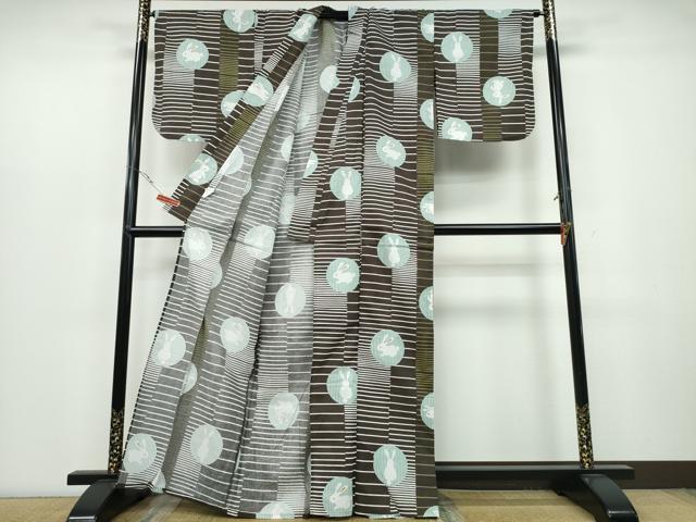 平和屋着物∴夏物 浴衣 横段兎丸文 綿 逸品 CABB6715ng